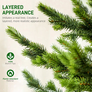 Sunvega Pencil Artificial Xmas Tree with Faux Snow Flocked Full Branch Tips Flame-retardant