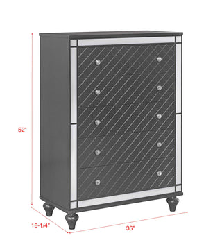 Sunvega Glam Style 2 Drawer Nightstand with Mirror Plating and Tapered Legs