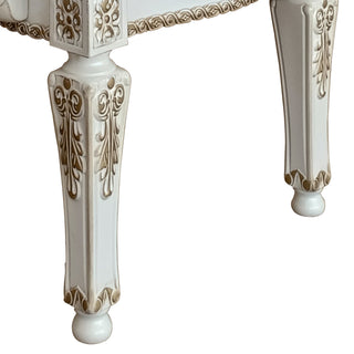 Sunvega Beige and Antique Pearl Tufted Back Arm Chairs with Nailhead Trim and Floral Legs