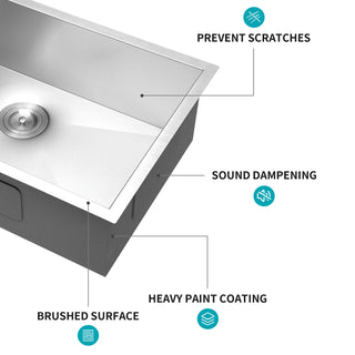 Sunvega 16 Gauge T304 Stainless Steel Undermount Kitchen Sink with Drain Assembly