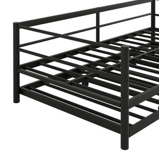 Sunvega Twin Size Metal Daybed with LED Light Strip and Adjustable Trundle