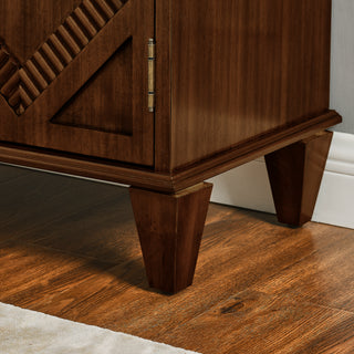Sunvega Mid Century Modern Sideboard Buffet Cabinet with Spacious Storage and Geometric Accent