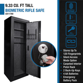 Sunvega California DOJ Approved 9.33 Cubic Ft Biometric Rifle Safe with Silent Mode
