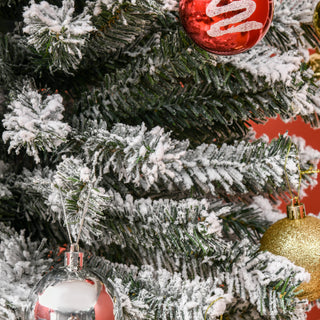 Sunvega Pencil Artificial Xmas Tree with Faux Snow Flocked Full Branch Tips Flame-retardant