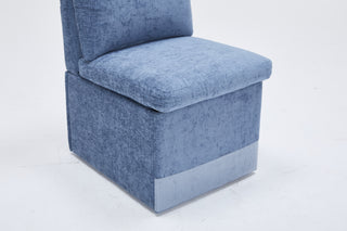 Sunvega Modern Linen Upholstered Armless Dining Chair with Storage and Casters