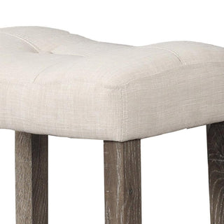 Sunvega Linen Blend Upholstered Side Chair Set of 2 with Oak Finish for Dining Room