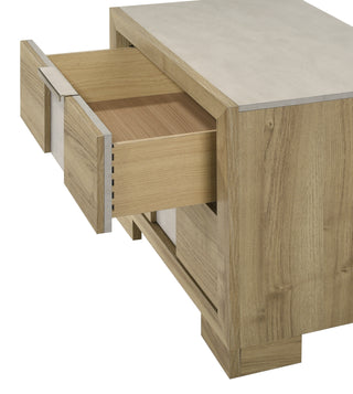 Sunvega Contemporary Driftwood Finish Wooden Nightstand with Three Drawers