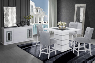 Sunvega Light Gray Contemporary Bar Stools with Padded Slat Design Back-Seat Cushions