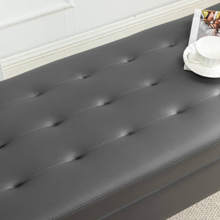 Sunvega Tufted Beige Storage Ottoman Bench with Safety Hinge for Bedroom