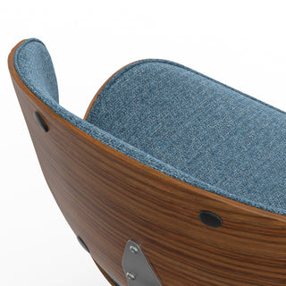 Sunvega Mid Century Modern Dining Chair with Denim Blue Fabric and Walnut Frame