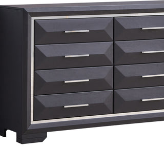 Sunvega Modern Black Wood Veneer Nightstand with Two Drawers for Bedroom