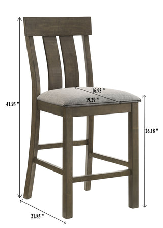 Sunvega Rustic Brown Upholstered Counter Height Dining Chairs with Slat-back Design