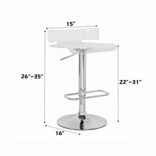 Sunvega Modern Acrylic and Chrome Bar Stool with Swivel Seat and Footrest