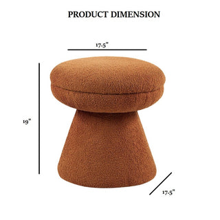 Sunvega Green Contemporary Accent Stool with Mushroom Shape Design and Teddy Fabric