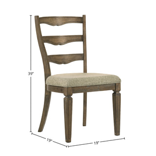 Sunvega Weathered Oak Side Chairs with Gray Upholstered Seats in Black Finish