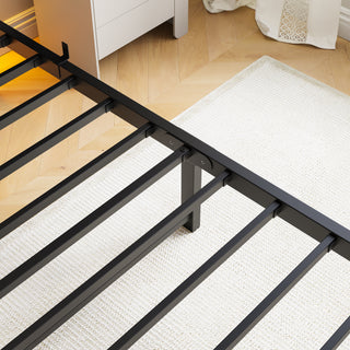 Sunvega Twin Size Heavy Duty LED Bed Frame with USB Charging and Headboard