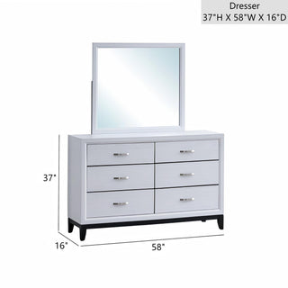 Sunvega White Laminate Nightstand with Wood Grain Detailing and Two Spacious Drawers
