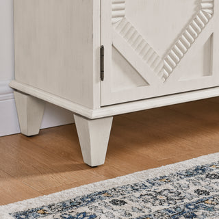 Sunvega Mid Century Modern Sideboard Buffet Cabinet with Spacious Storage and Geometric Accent