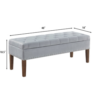Sunvega Plush Tufted Storage Bench with Nail Accent for Bedroom Seating