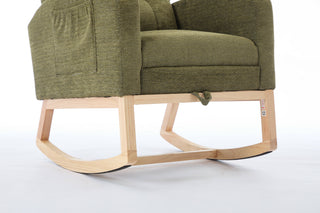 Sunvega Modern Upholstered Nursery Glider Rocking Chair with High Backrest and Side Pocket