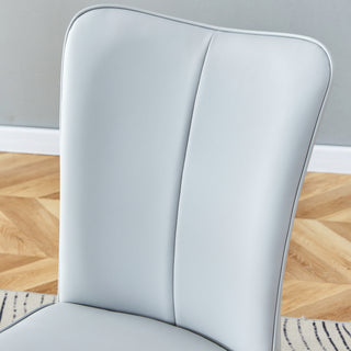 Sunvega PU Leather Dining Chairs with Curved Backrest and Silver Metal Legs Set of 4