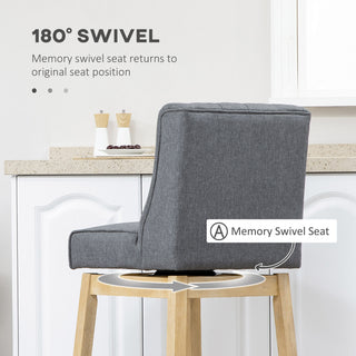 Sunvega Set of Two Swivel Bar Stools with Button Tufted Backs and Footrests