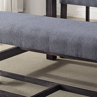 Sunvega Grey Upholstered Counter Height Bench with Weathered Espresso Wooden Frame