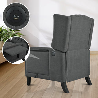 Sunvega Manual Wing Chair Recliner with High Resilience Sponge and Silver Bubble Nails