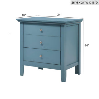 Sunvega Teal Casual Nightstand with Convenient Storage Drawer Space