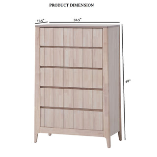 Sunvega Mid-Century Modern White Wash 1pc Chest with Hidden Handles and Splayed Bracket Feet