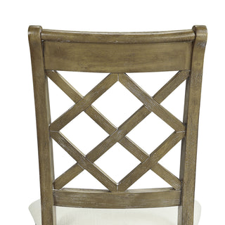 Sunvega Beige Linen Upholstered Side Chair with Padded Cushion and Wooden Legs