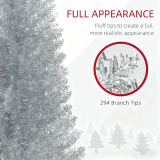 Sunvega Pencil Artificial Xmas Tree with Faux Snow Flocked Full Branch Tips Flame-retardant