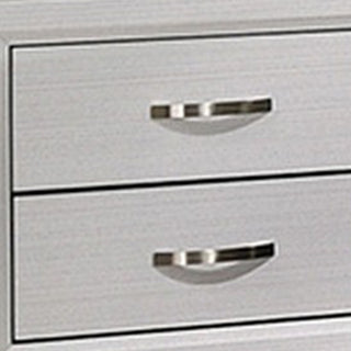Sunvega White Wood Nightstand with Two Drawers and Metal Handles