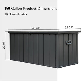 Sunvega 120 Gallon All-Weather Waterproof Lockable Outdoor Metal Storage Box with Wheels