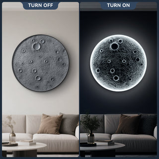Sunvega 48-Inch Realistic Resin Wall-Mounted Moon Light with Dimmable LED and Remote