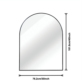 Sunvega 30x40 Inch Gold Metal Framed Arched Mirror with Shatterproof Film