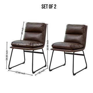 Sunvega Milos Contemporary Upholstered Dining Chairs with Sled Base and Detailed Stitching