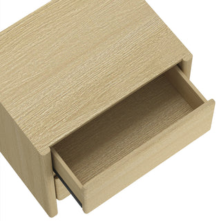 Sunvega Modern Oak Nightstand with Two Spacious Drawers for Bedroom