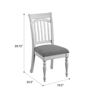 Sunvega Coastal Style Oyster Shell Gray Slat Back Dining Chairs Set of 2
