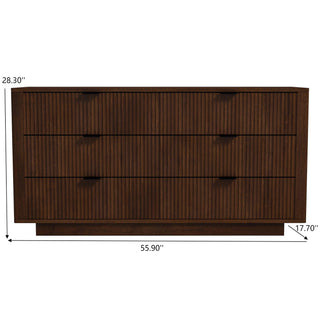 Sunvega Mid Century Modern Walnut Dresser With 6 Drawers for Bedroom