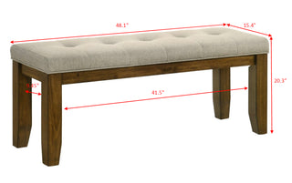 Sunvega Modern Tufted Upholstered Bench with Soft Neutral Fabric for Dining Room