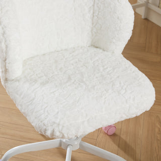 Sunvega Plush Faux Alpaca Fabric Double Cushion Wide 26.4 Inch Office Chair