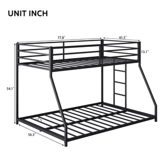 Sunvega Twin Over Full Metal Bunk Bed with Removable Stairs for Teens and Adults