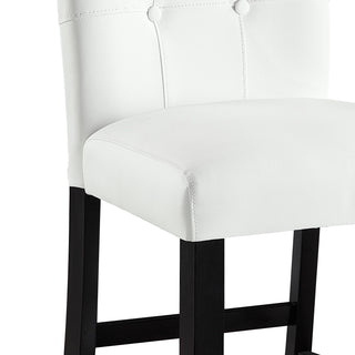 Sunvega White Synthetic Leather and Black Finish Counter Height Chair Set of 2