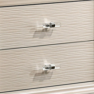 Sunvega Textured 2 Drawer Nightstand with Acrylic Legs in Pearl White