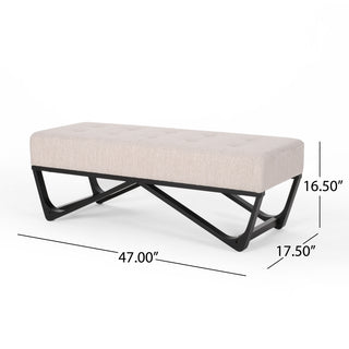 Sunvega Modern Ottoman Bench with Button-Tufted Waffle Stitch and Geometric Legs