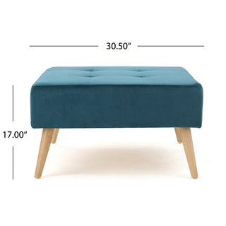 Sunvega Mid Century Modern Tufted Ottoman with Solid Birch Legs for Seating