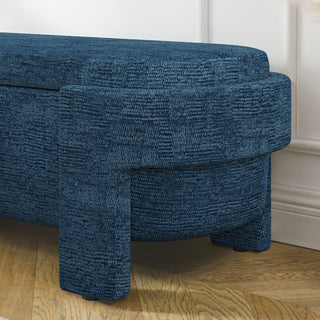Sunvega Large Linen Upholstered Storage Bench with Foam Seat for Living Room