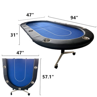 Sunvega Professional Foldable Poker Table with Cup Holders for 10 Players Casino Style