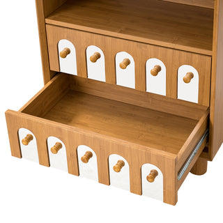 Sunvega Modern Nightstand with Two Drawers and Built-in Charging Station